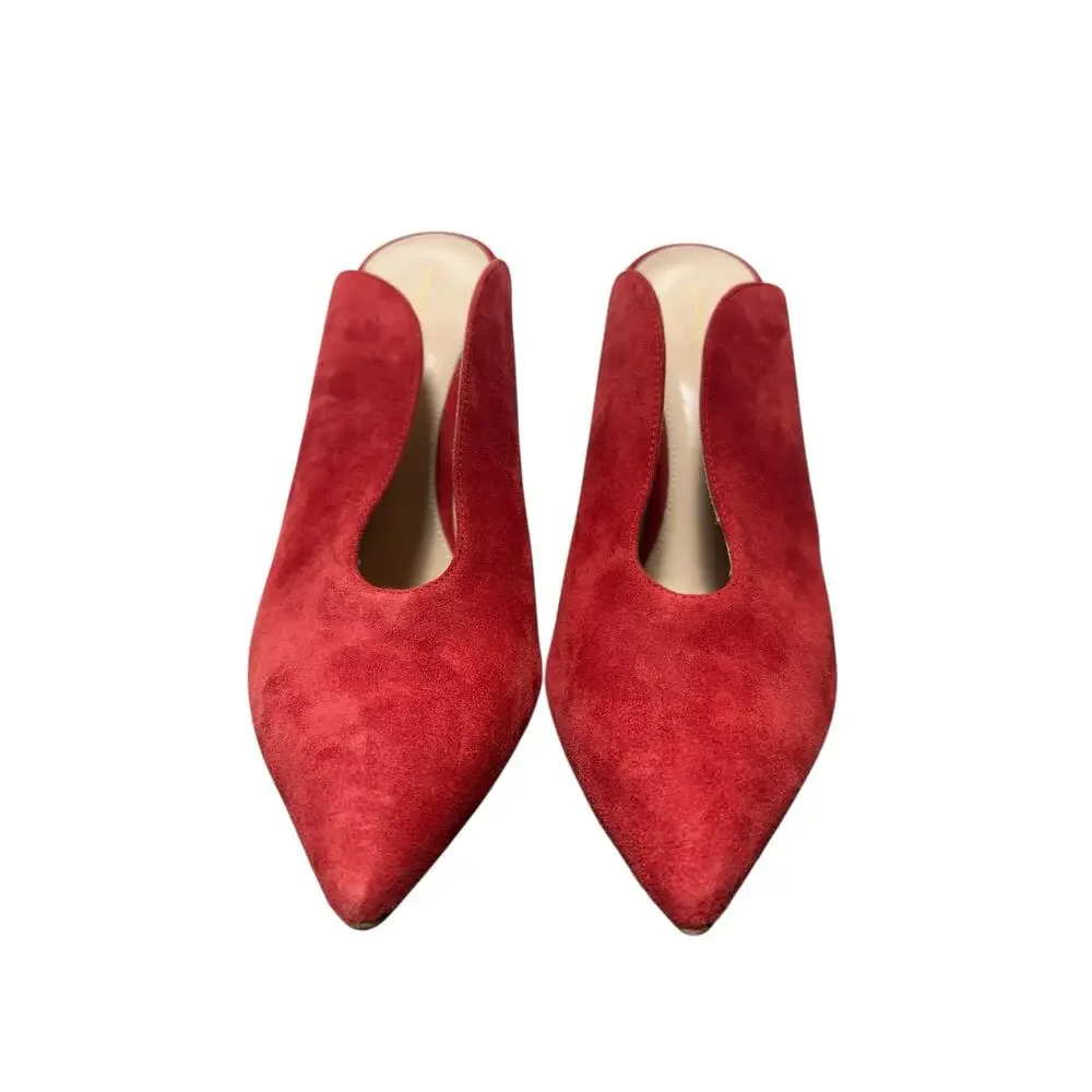 Gianvito Rossi Red Suede Mules Stiletto Pumps Size 37 6.5 - Picture 5 of 7
